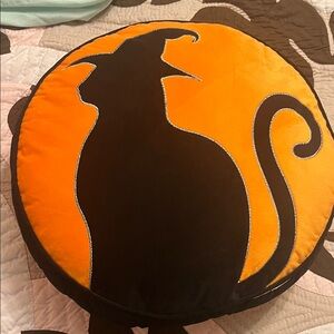 Michaels Orange and Black Cat Accent Pillow